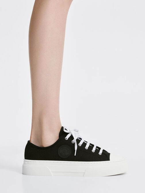 Kay Canvas Low-Top Sneakers, Black, hi-res