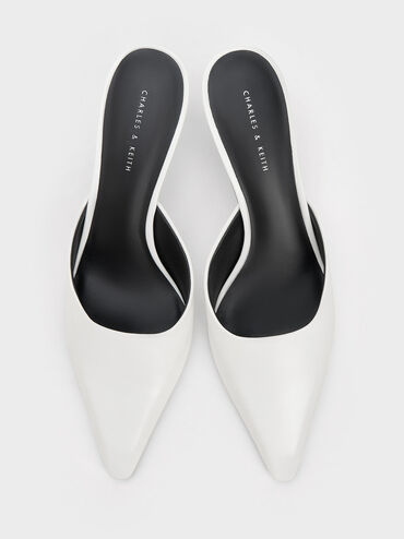 Flare Heel Mules, สีขาว, hi-res