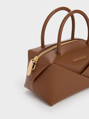 กระเป๋าโบว์ลิ่งดีไซน์ลายเรขาคณิตรุ่น Midori, สีช็อคโกแลต, hi-res