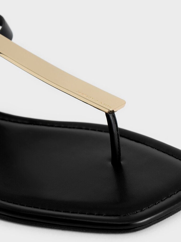 Metallic Accent T-Bar Thong Sandals, , hi-res