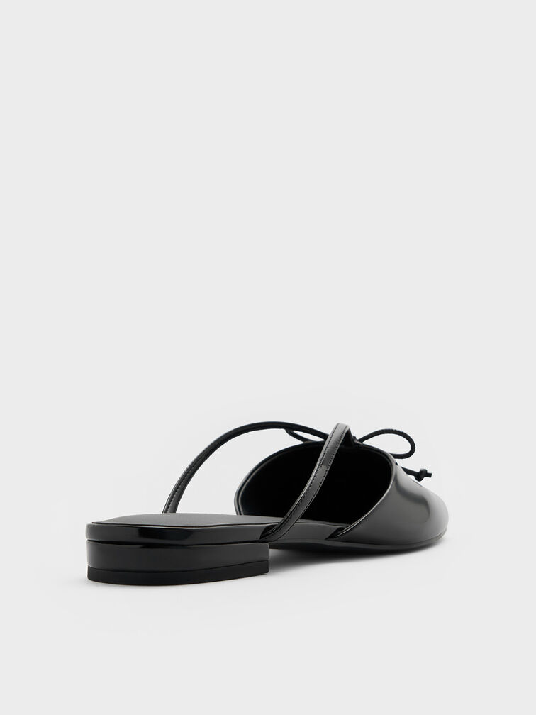 Pearl-Accent Bow Flat Mules, Black Boxed, hi-res