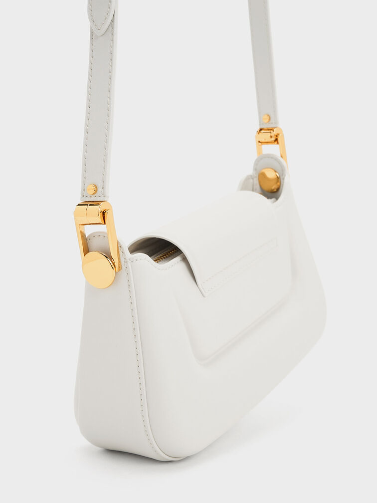 กระเป๋าถือพร้อมตัวล็อคแบบกดรุ่น Koa, สีขาว, hi-res