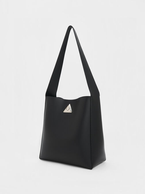 Trice Metallic Accent Large Hobo Bag, สีดำอะไหล่สีเงิน, hi-res