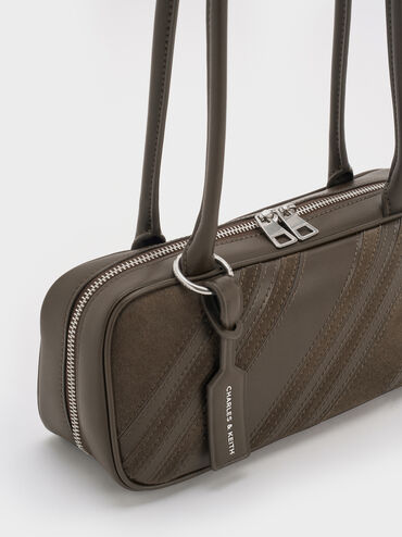 Zeya Striped Shoulder Bag, Dark Moss, hi-res