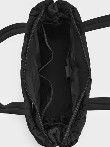Nylon Chevron Tote Bag, Jet Black, hi-res