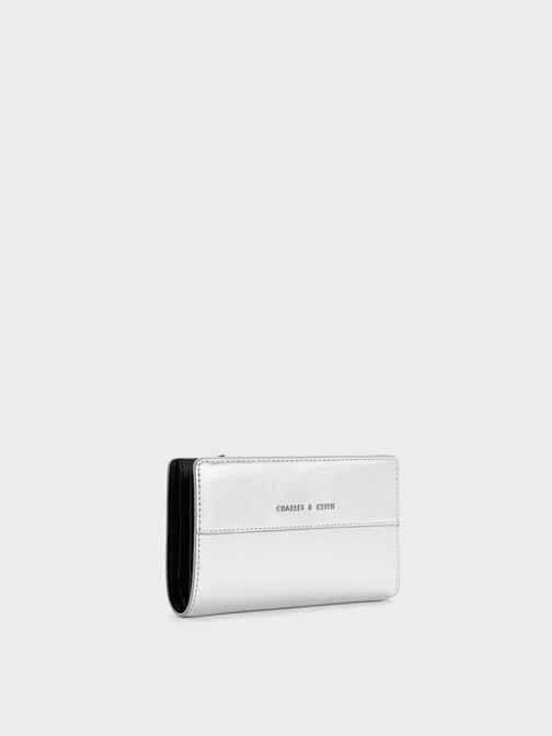 Metallic Top-Zip Short Wallet, , hi-res