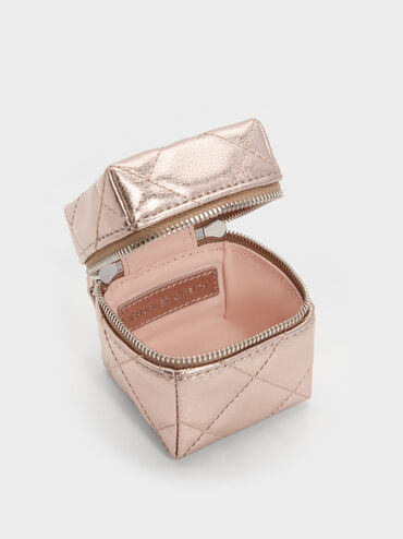 Janie Metallic Quilted Micro Bag, Rose Gold, hi-res
