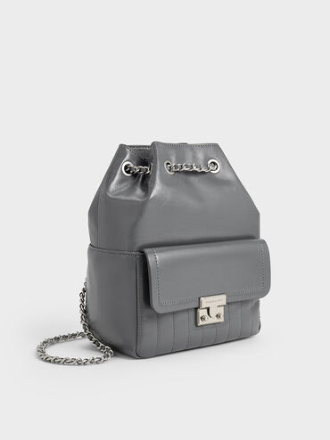 Donna Crinkle-Effect Backpack, Grey, hi-res