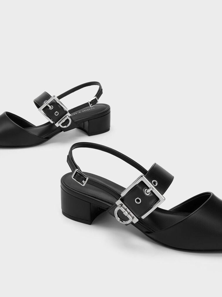 Buckled Strap Slingback Pumps, , hi-res