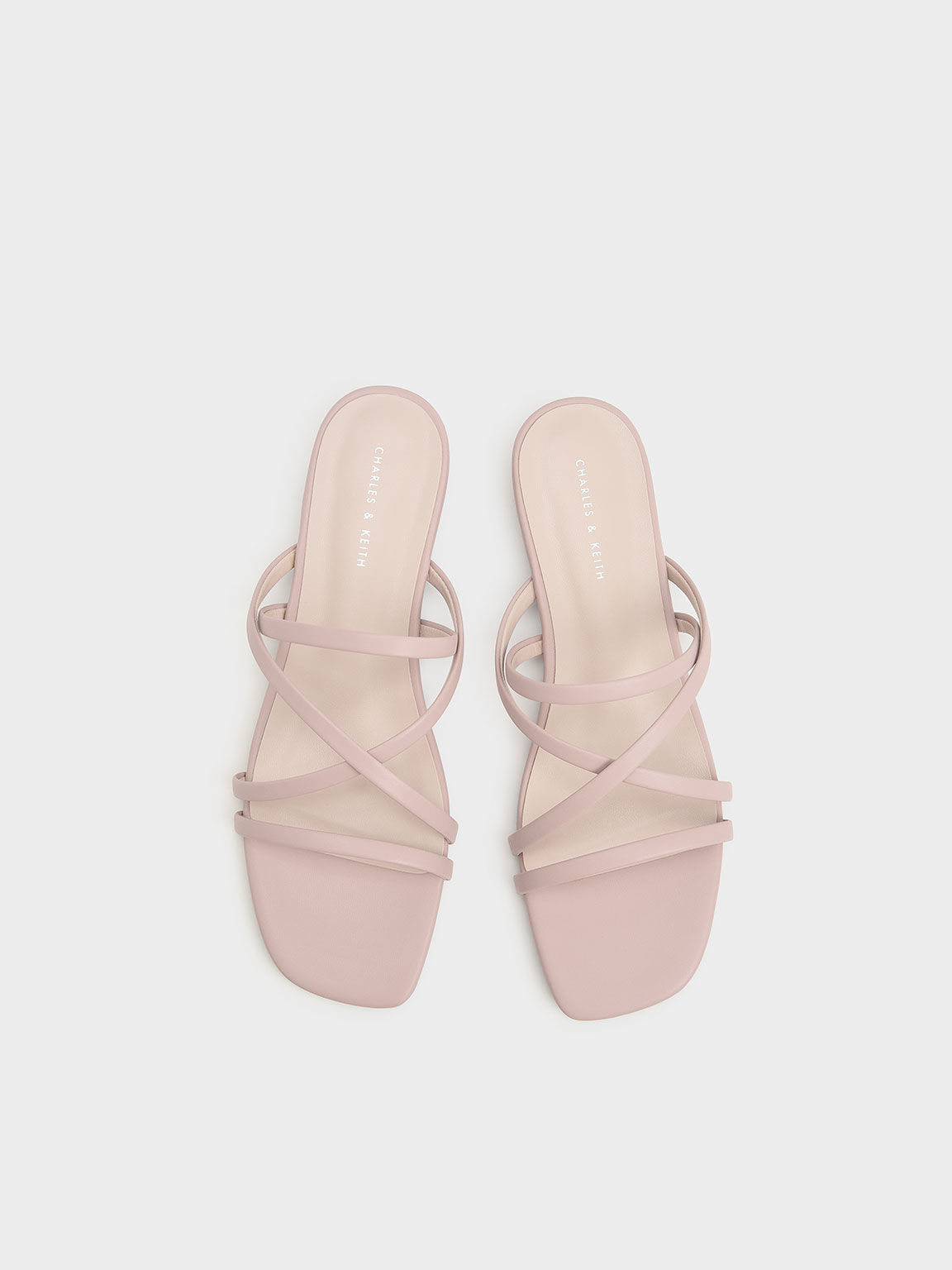 Light Pink Strappy Sculptural Heel Sandals - CHARLES & KEITH TH
