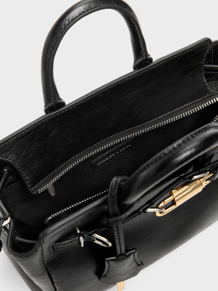 Mini Delfina Belted Tote Bag, Noir, hi-res