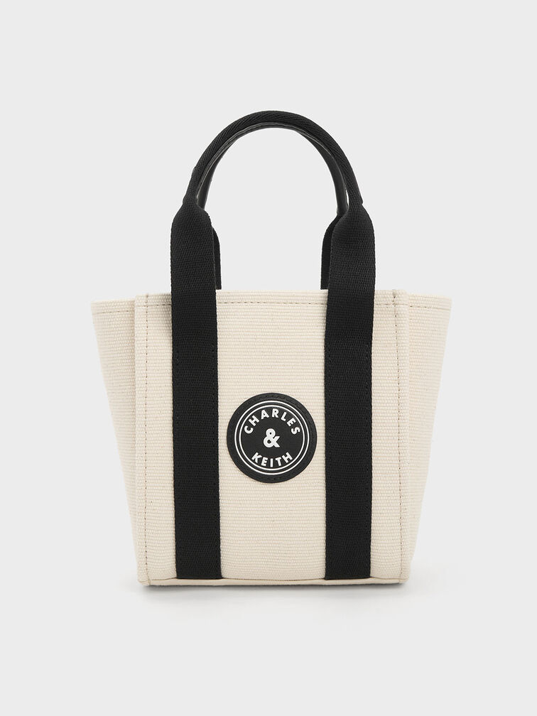 Canvas Contrast-Trim Tote Bag, Multi, hi-res