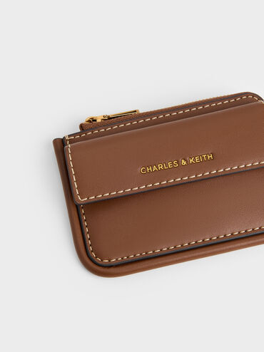Lyla Front-Pocket Card Holder, Chocolate, hi-res