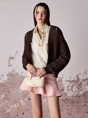 กระเป๋าโท้ทหูจับแบบปมรุ่น Sammie, สีครีม, hi-res