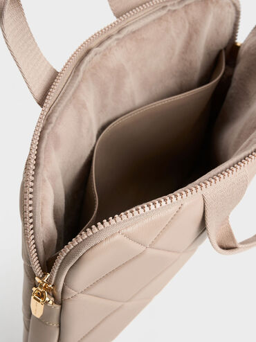 Aubrielle Quilted Laptop Bag, สีโทป, hi-res