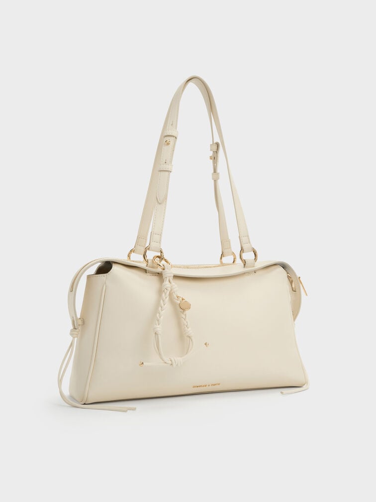 Haylen Braided-Charm Shoulder Bag, Cream, hi-res