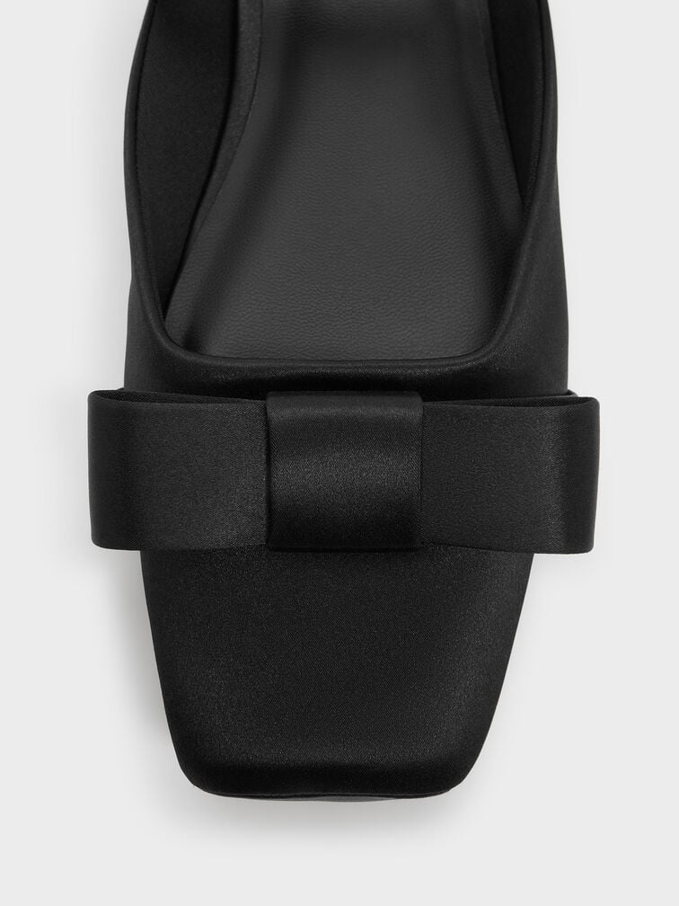 Brantley Bow Mules, Black Textured, hi-res