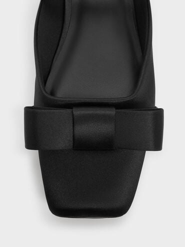 Brantley Bow Mules, Black Textured, hi-res