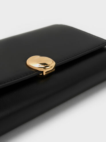 Behn Metallic-Accent Wallet-On-Chain, Black, hi-res