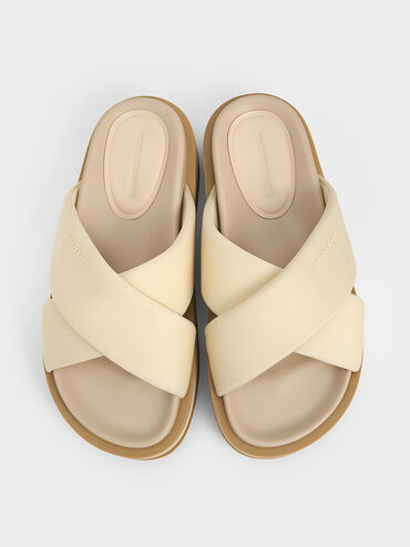 Crossover Platform Slide Sandals, Chalk, hi-res
