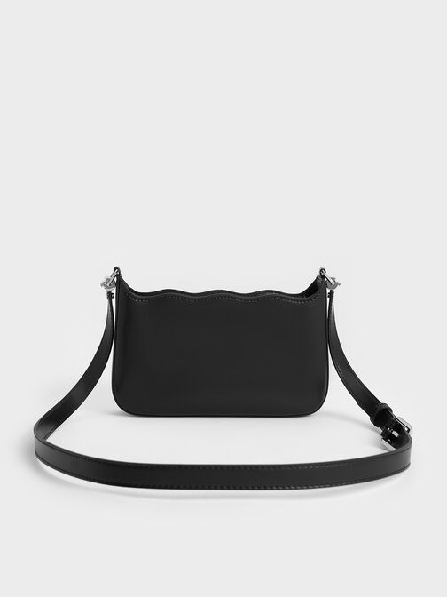 Wavy Braided Chain-Link Shoulder Bag, Noir, hi-res