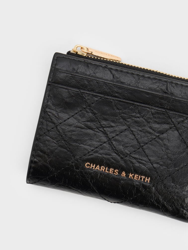 กระเป๋าสตางค์ลายควิลท์รุ่น Duo, สีดำ, hi-res