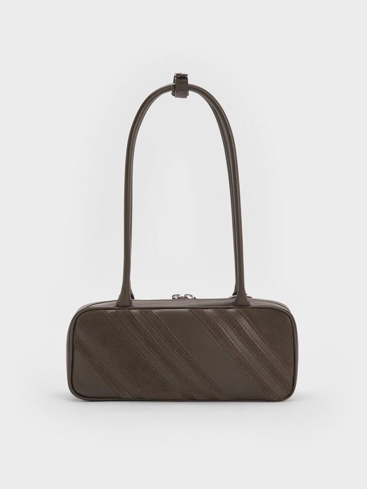 Zeya Striped Shoulder Bag, Dark Moss, hi-res
