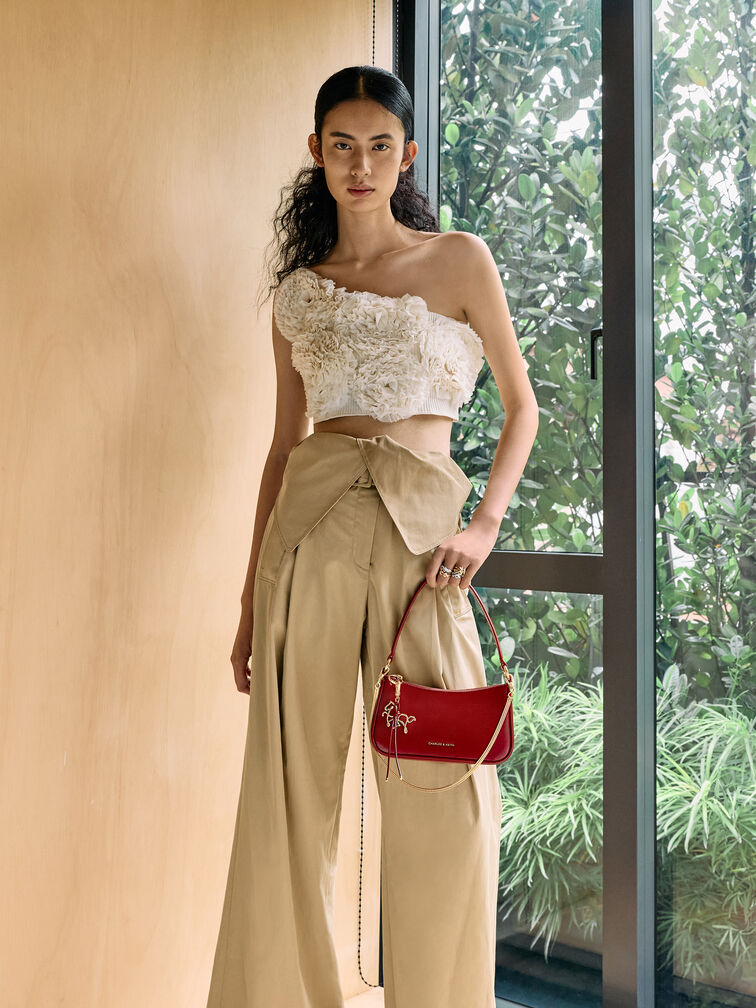 Elspeth Horse-Motif Shoulder Bag, Tomato Red, hi-res