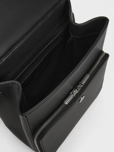 Octavia Front Flap Structured Backpack, Noir, hi-res