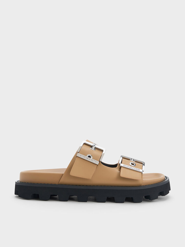 Trill Grommet Double-Strap Sandals, Camel, hi-res