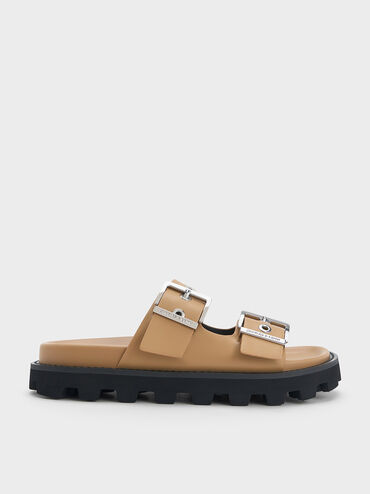 Trill Grommet Double-Strap Sandals, Camel, hi-res