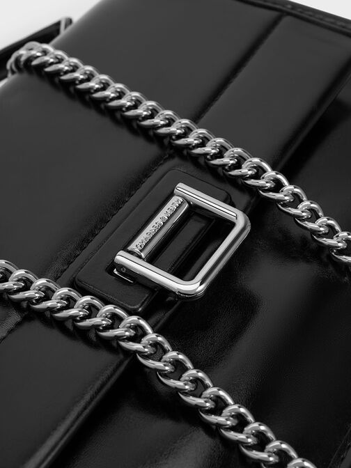 Neva Chain-Handle Shoulder Bag, Noir, hi-res