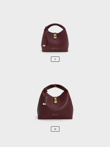 Chance Turn-Lock Bucket Bag, Wineberry Red, hi-res