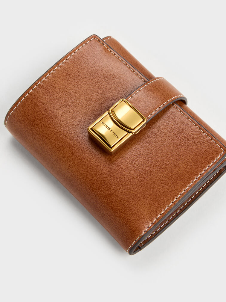 กระเป๋าสตางค์ใบสั้นดีไซน์สายเข็มขัดรุ่น Acelynn, สีดิสเทรสด์แทน, hi-res