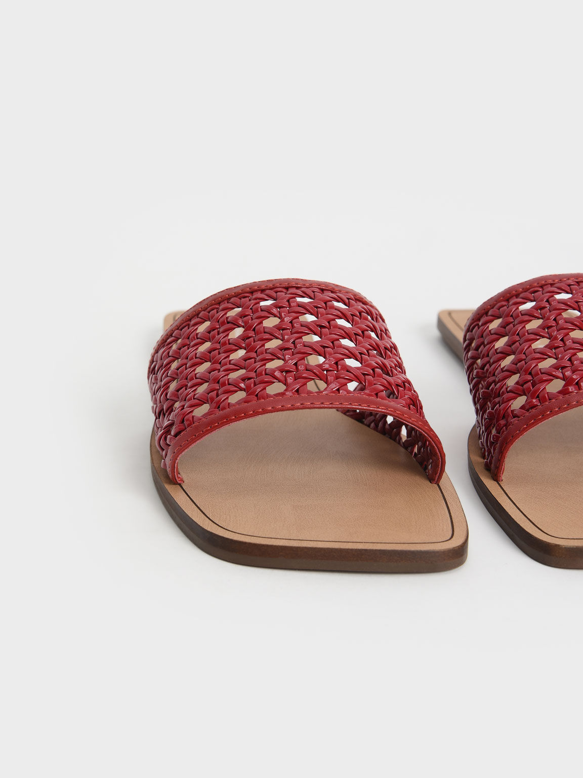 Woven Slide Sandals, Red, hi-res