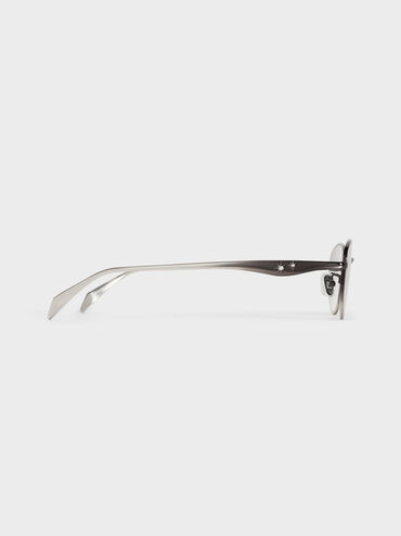 Celestia Ombre Crystal-Accent Oval Sunglasses, Grey, hi-res