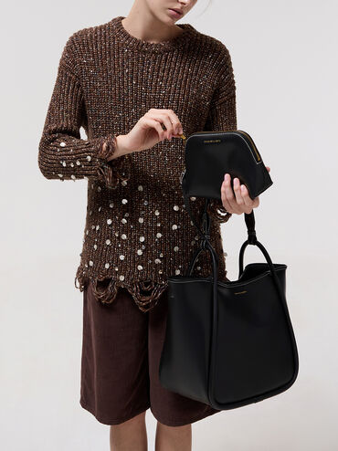 Lyla Tubular Slouchy Tote Bag, Black, hi-res