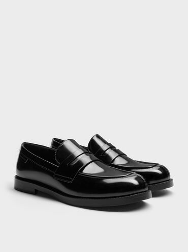 Arven Penny Loafers, Black Boxed, hi-res