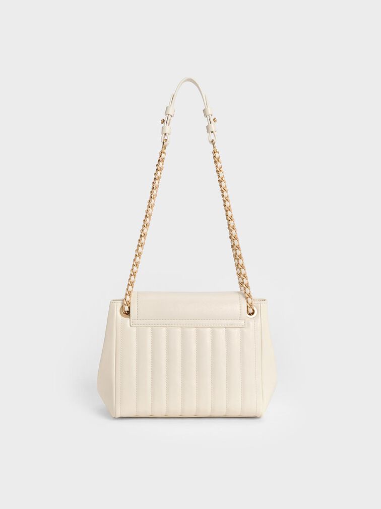 Donna Crinkle-Effect Shoulder Bag, Cream, hi-res