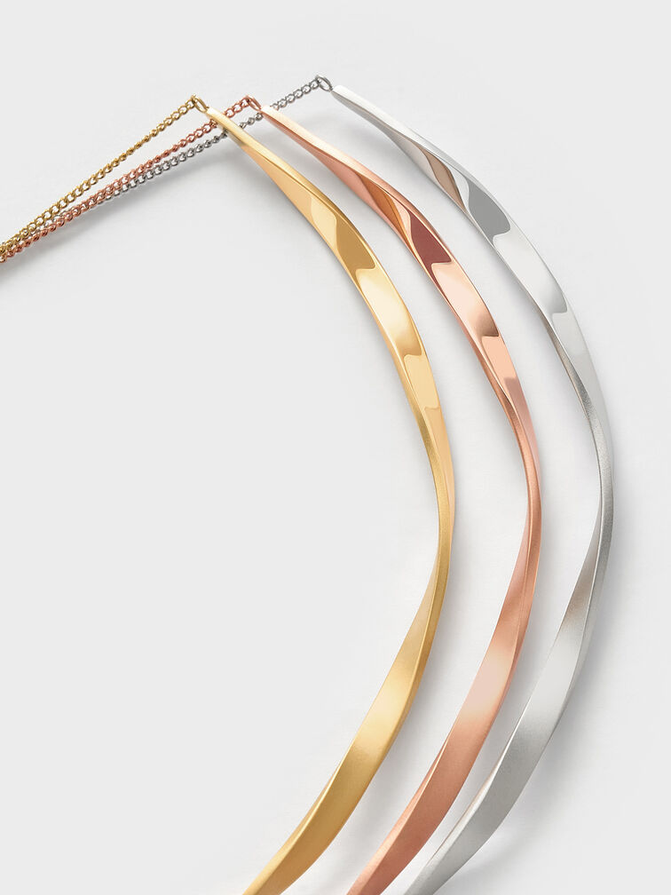 Lena Twist Bar Necklace, Gold, hi-res