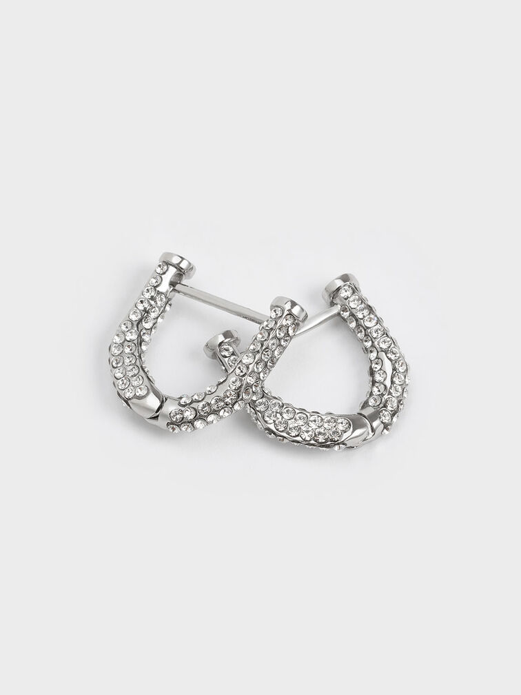 Gabine Swarovski Crystal Huggie Earrings, สีเงิน, hi-res