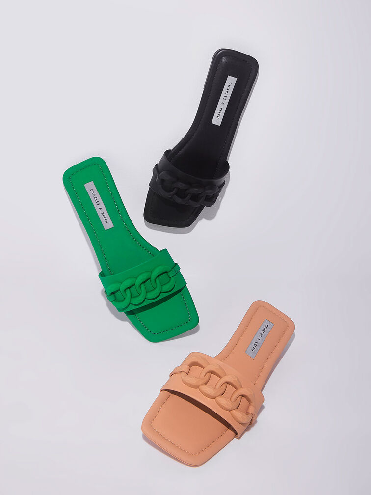 Chunky Chain-Link Slide Sandals, , hi-res
