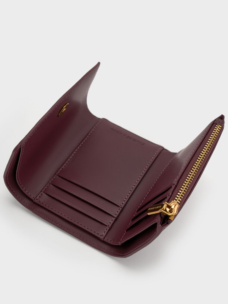 กระเป๋าสตางค์ดีไซน์ที่ปิดด้านหน้าทรงโค้งรุ่น Briony, Wineberry Red, hi-res