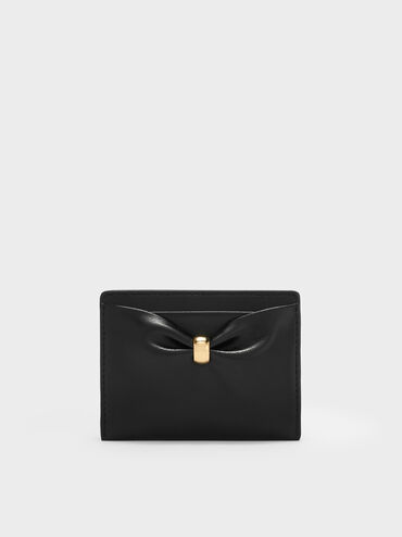 Halsey Ruched Card Holder, Black, hi-res