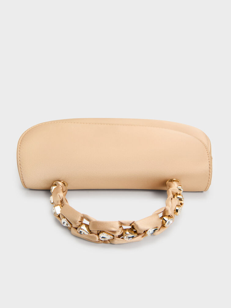 Eilian Satin Braided Top Handle Bag, Champagne, hi-res
