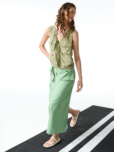 Double-Strap Slide Sandals, White, hi-res