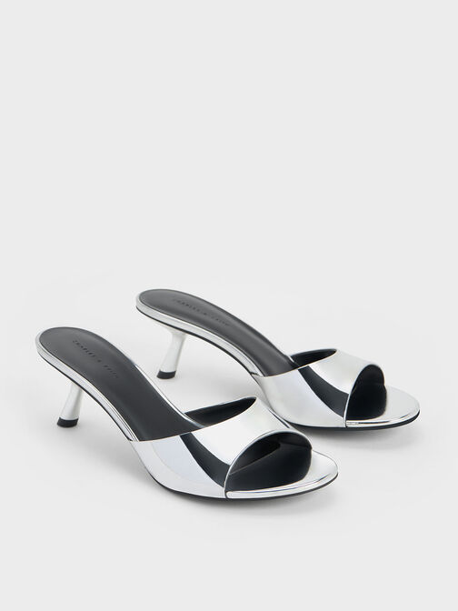 Metallic Slant Heel Mules, , hi-res