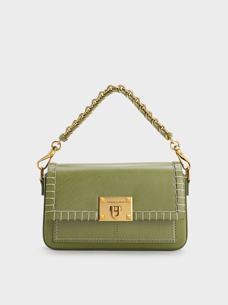Circe Stitch-Trim Top Handle Bag, , hi-res