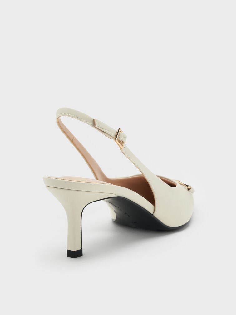 Leslie Metallic-Accent Slingback Pumps, Chalk, hi-res