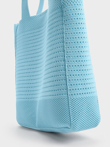 Ida Knitted Tote Bag, Light Blue, hi-res